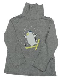 Šedý melírovaný rolák s medvídkem lupilu