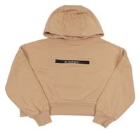 Pudrová oversize crop mikina s nápisom a vreckom a kapucňou M&S