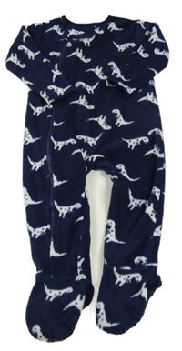 Tmavomodrý fleecový overal s dinosaury St. Bernard