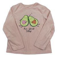 Svetloružová plyšová pyžamová mikina s avokády PRIMARK