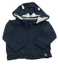 Tmavomodrá prepínaci mikina s kapucňou s čumáčkem TOM TAILOR