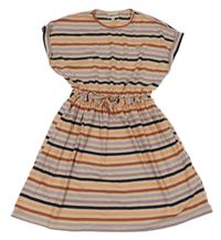 Pudrovo-pruhované šaty so srdiečkom a kanýrkem POMP de LUX