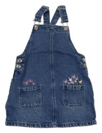 Modré šisované rifľové šaty s kvietkami a motýlikmi PRIMARK