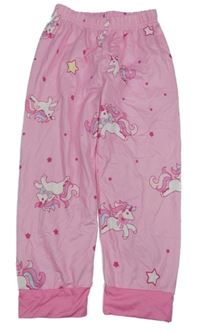 Světlerůžovo-růžové pyžamové kalhoty s pony