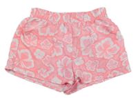 Ružové kvetované plážové kraťasy little kids