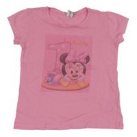 Růžové narozeninové tričko s Minnie a číslem dopodopo