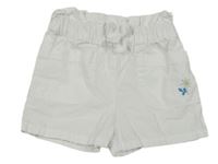 Biele paper bag plátenné kraťasy s kvietkom a mašlou ORCHESTRA