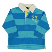 Azurovo-modrá pruhovaná mikina s číslom a golierikom Next