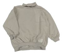 Svetlobéžová oversize mikina s vreckom a smajlíkom a nápismi a rolákom George