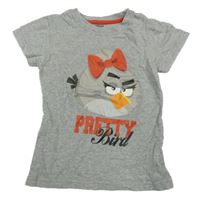 Sivé melírované tričko s Angry Birds
