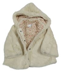 Smotanový kožušinový podšitý kabát s odopínacíá kapucňou H&M
