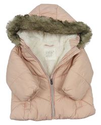 Pudrová šušťáková zimná bunda s kapucňou F&F
