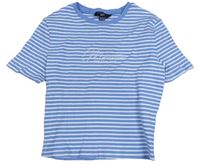 Modro-bílé pruhované žebrované crop tričko s nápisem New Look