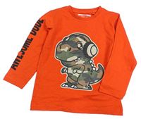 Červené tričko s army dinosaurom Next
