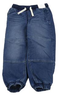 Modré teplákové cuff pantalon rifle H&M