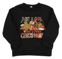 Čierna mikina s vánočním motívom a nápisom