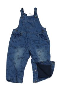 Modré podšité laclové kalhoty riflového vzhledu s loďkami Topomini