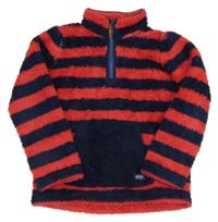 Červeno-tmavomodrá pruhovaná chlpatá mikina zn. Joules
