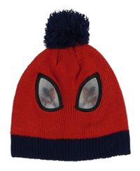 Červeno-tmavomodrá pletená čapica s měnícími obrázky a bambulí - Spiderman Marvel