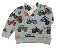 Sivá melírovaná mikina s jeepy Topomini