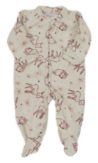 Smotanový kvetovaný plyšový overal so srnkami So Cute