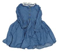 Modré propínací šaty riflového vzhledu s límečkem s madeirou Monoprix