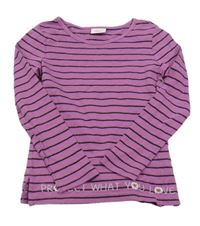 Levandulovo-černo-třpytivé pruhované triko s nápisem S. Oliver