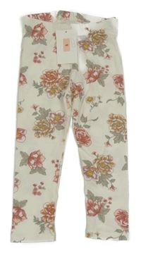 Nové - Krémové květované legíny H&M