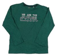 Tmavozelené kostkované triko s nápisem Topolino