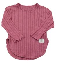 Tmavoružová melírovaná rebrovaná úpletová tunika s nášivkou