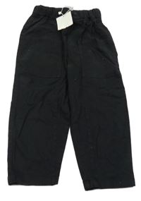 Nové - Černé plátěné kalhoty Zara