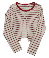 Smetanovo-červené pruhované propínací crop triko Primark