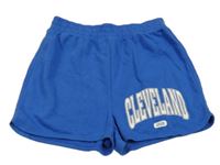 Modré teplákové kraťasy s nápisem H&M