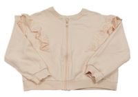 Svetloružová prepínaci mikina s volániky s madeirou Sinsay