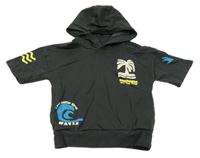 Černé teplákové tričko s palmou a kapucí Next