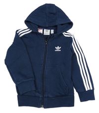 Tmavomodrá propínací mikina s logem a kapucí Adidas