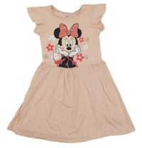 Ružové bavlnené šaty s Minnie a bodkami C&A