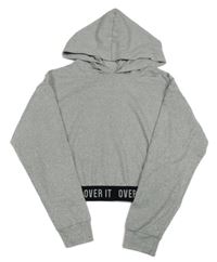 Sivá melírovaná úpletová crop mikina s kapucňou New Look
