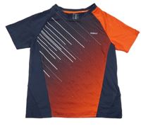 Tmavomodro-červené sportovní funkční tričko s pruhy Decathlon