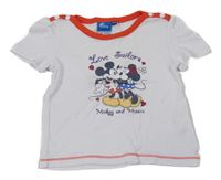Biele tričko s Mickeym a Minnie Disney