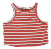 Červeno-zeleno-ružový pruhovaný rebrovaný crop top Primark
