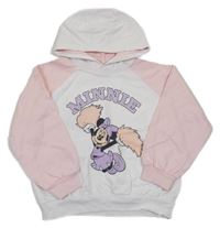 Bielo-svetloružová mikina s Minnie a kapucňou Disney