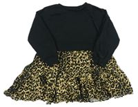 Čierne teplákové šaty s lehkou leopardí sukní Next