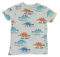 Biele tričko s farebnymi dinosaurami zn. M&S