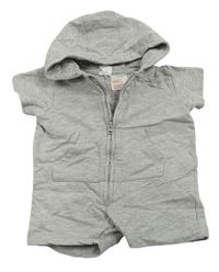 Šedý melírovaný teplákový overal s kapucí H&M