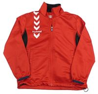 Červená sportovní funkční propínací mikina s logem Hummel