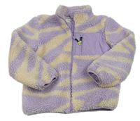 Lila-bílá vzorovaná huňatá podšitá bunda H&M