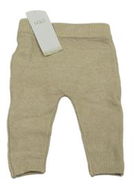 Nové - Béžové pletené vlněné kalhoty se sobem M&S