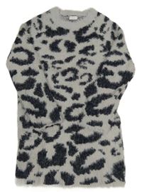 Šedo-černé pletené leopardí šaty Next