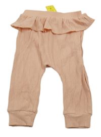 Nové - Svetloružové rebrované legíny s volánikom SHEIN